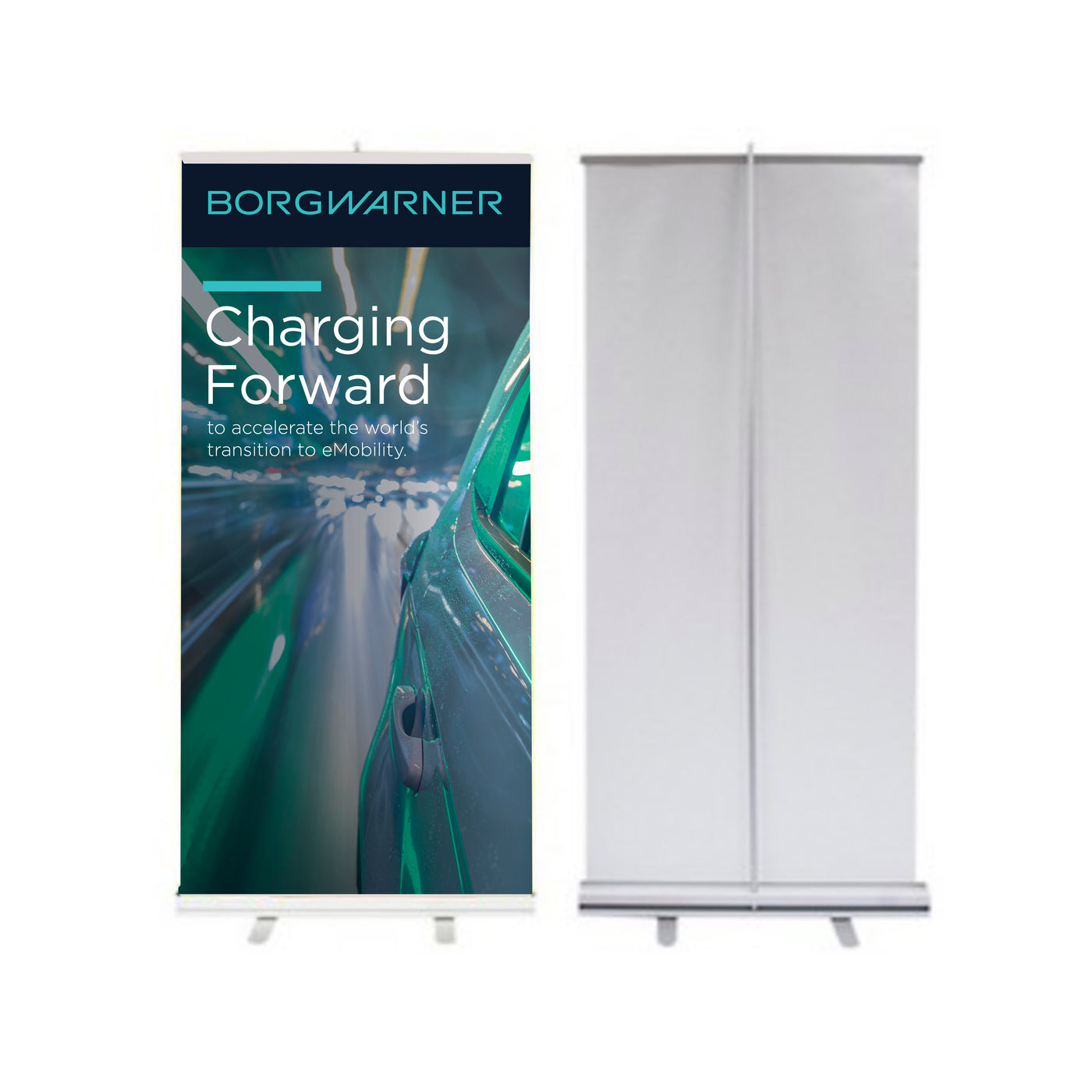 CHARGING FORWARD - ROLL RETRACTABLE BANNER STAND W/ GRAPHIC